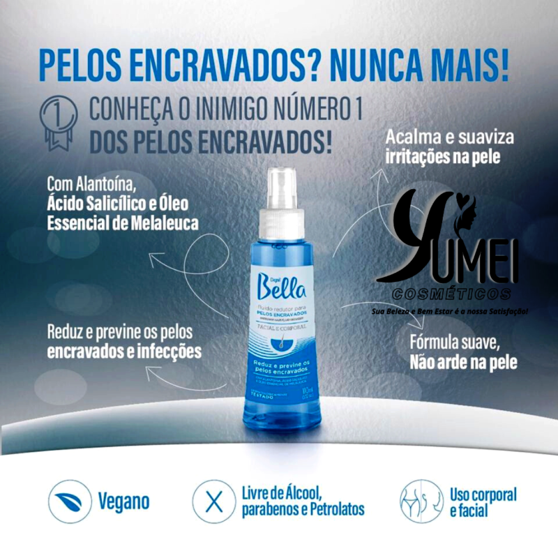 FLUIDO REDUTOR PARA PELOS ENCRAVADOS DEPIL BELLA PÓS DEPILATÓRIO 110ml - Image 2