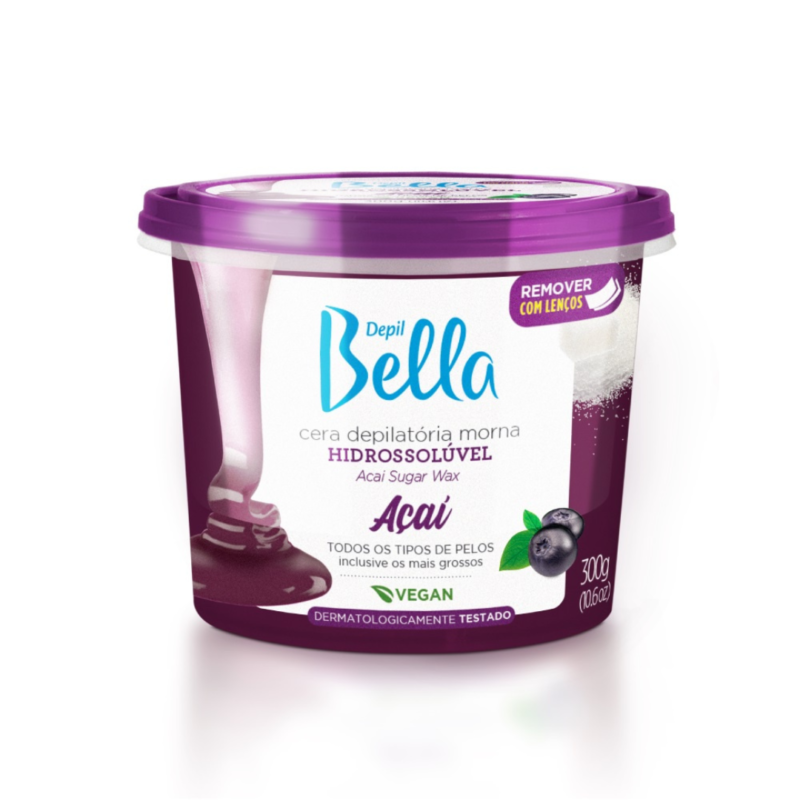 CERA HIDROSSOLÚVEL AÇAÍ DEPIL BELLA 300G PELOS GROSSOS - Image 2