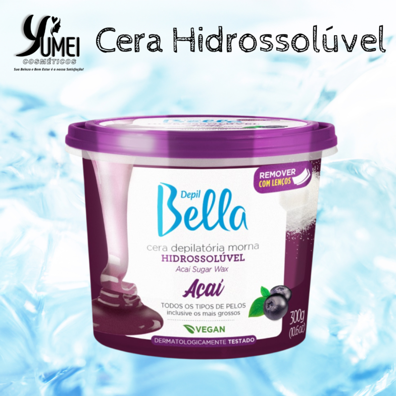 CERA HIDROSSOLÚVEL AÇAÍ DEPIL BELLA 300G PELOS GROSSOS