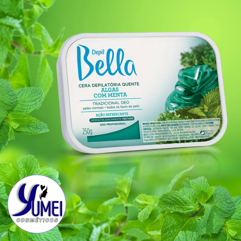 CERA QUENTE EM BARRA DEPIL BELLA ALGAS COM MENTA 250G