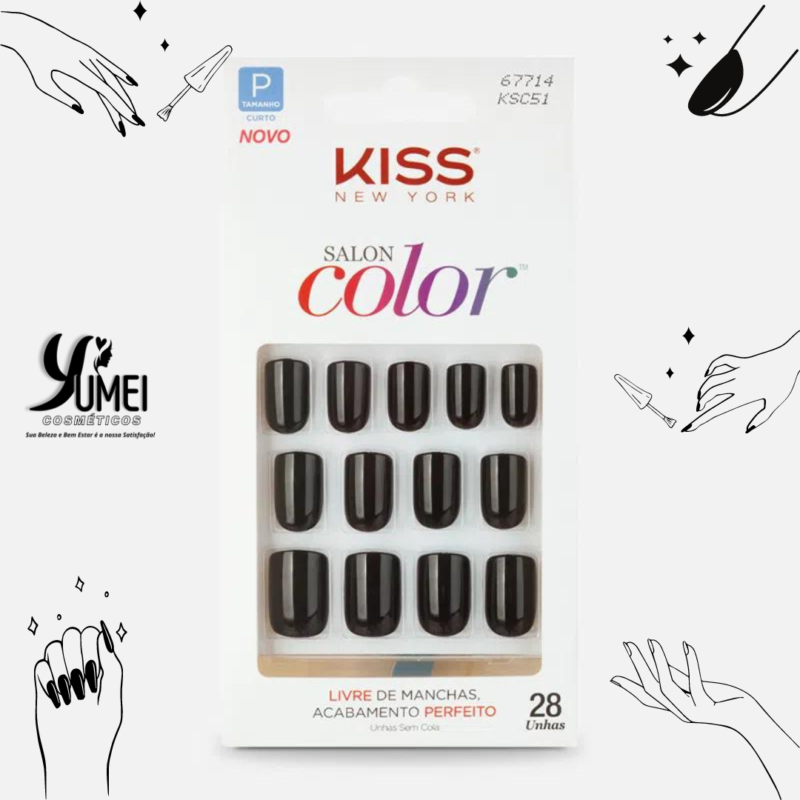 UNHA POSTIÇA SALON COLOR CHIC KISS NEW YORK KSC51BR