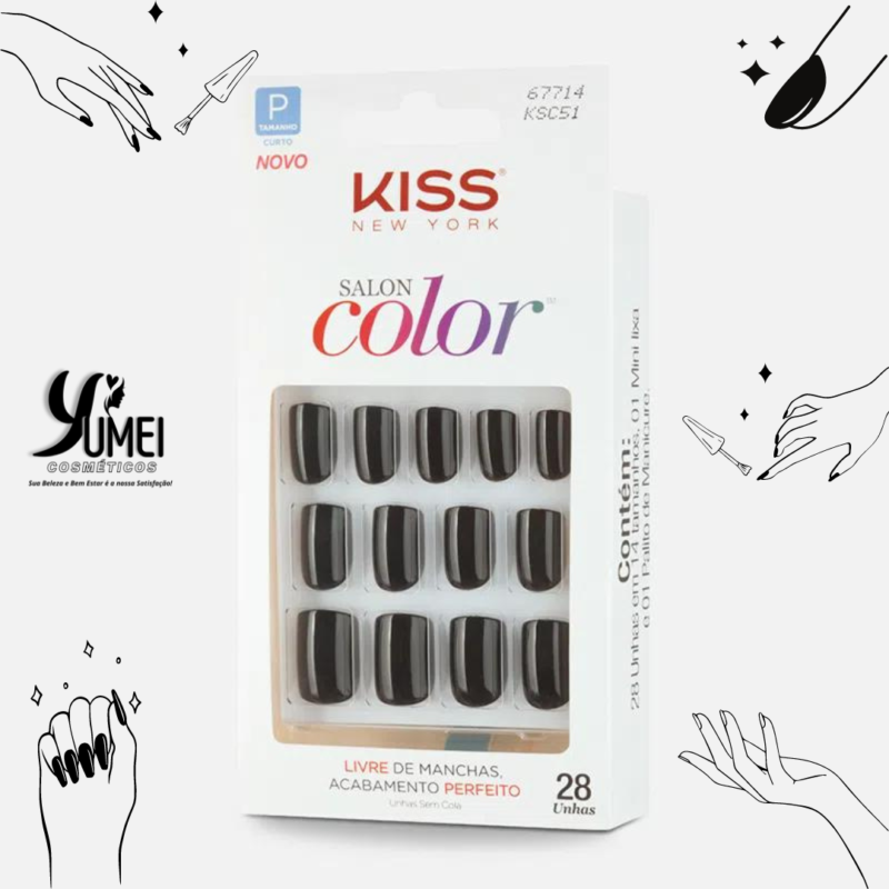 UNHA POSTIÇA SALON COLOR CHIC KISS NEW YORK KSC51BR - Image 2