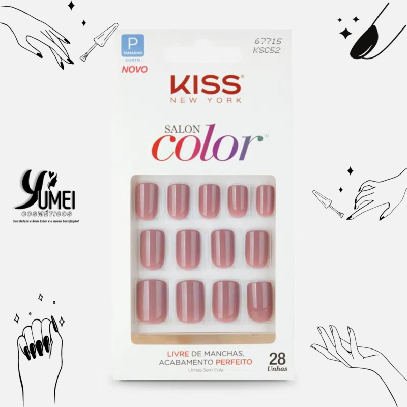 UNHA POSTIÇA SALON COLOR BEAUTIFUL KISS NEW YORK KSC52BR