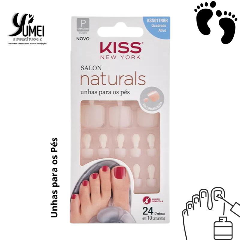 UNHA POSTIÇA SALON NATURALS P/ PÉS KISS NEW YORK KSN01TNBR