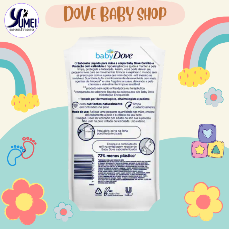 Refil Sabonete Líquido DOVE BABY 200ml CALENDULA Carinh Prot - Image 2