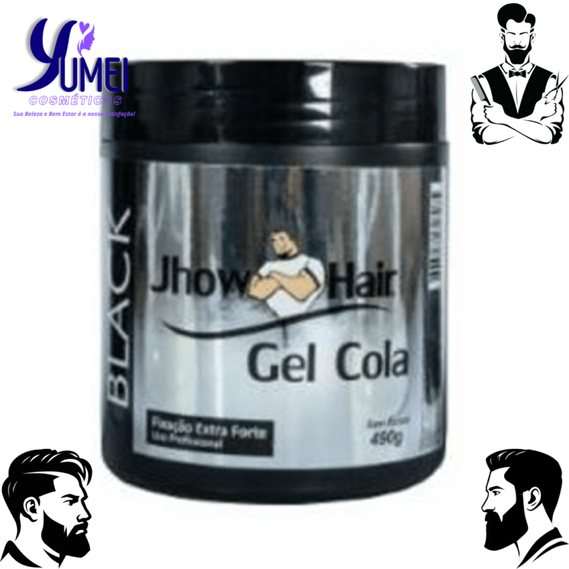 GEL COLA FIXADOR CAPILAR JHOW HAIR BLACK 490G 