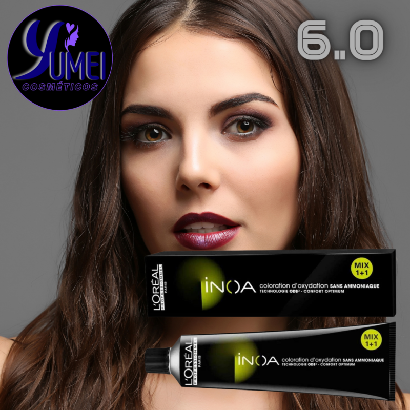 INOA COLORAÇÃO PERM LOREAL PROF. 6,0 LOURO ESC COBER PROFUND