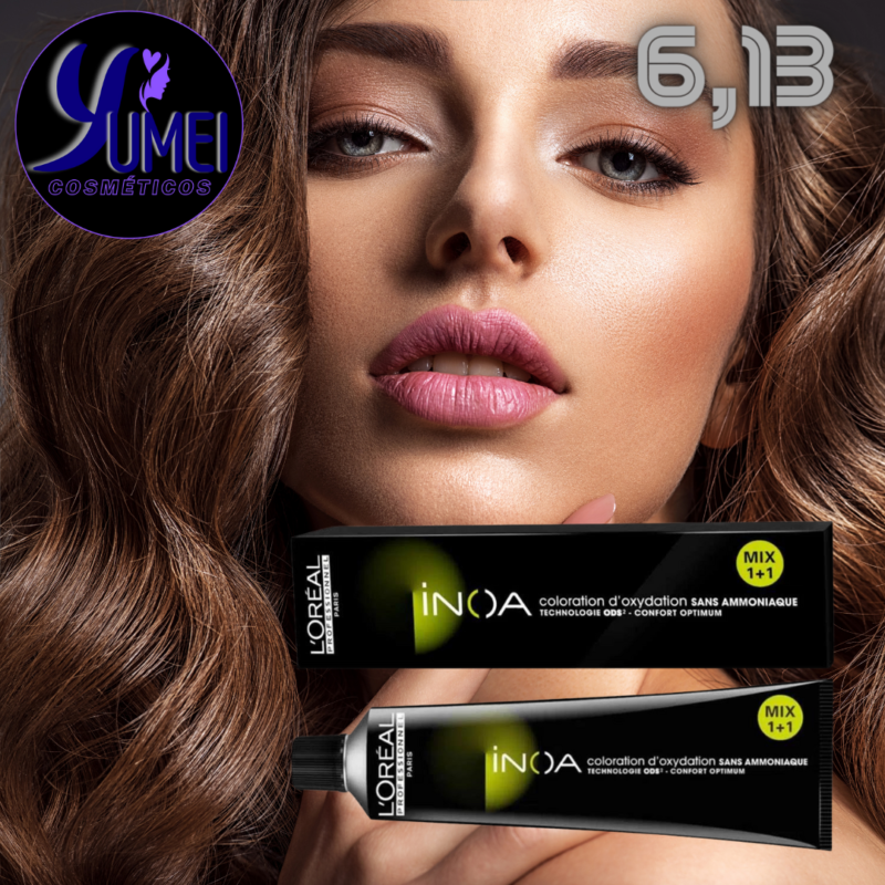 INOA COLORAÇÃO PERM LOREAL PROF. 6,13 LOURO ESC CENDRE DOURA