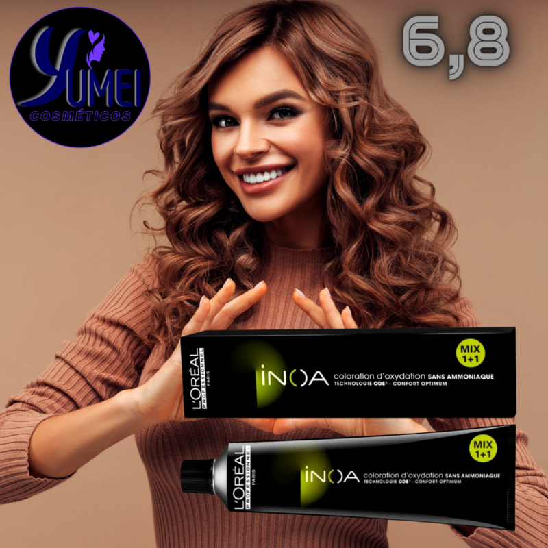 INOA COLORAÇÃO PERMANENTE LOREAL PROF. 6,8 LOURO ESCURO MOÇA