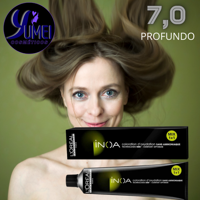 INOA COLORAÇÃO PERMAN LOREAL PROF. 7,0 LOURO COBERT PROFUNDA