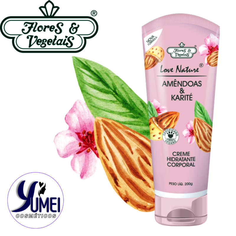 Creme Hidratante Corporal Amêndoas e Karité 200G Love Nature® Flores & Vegetais - Image 2