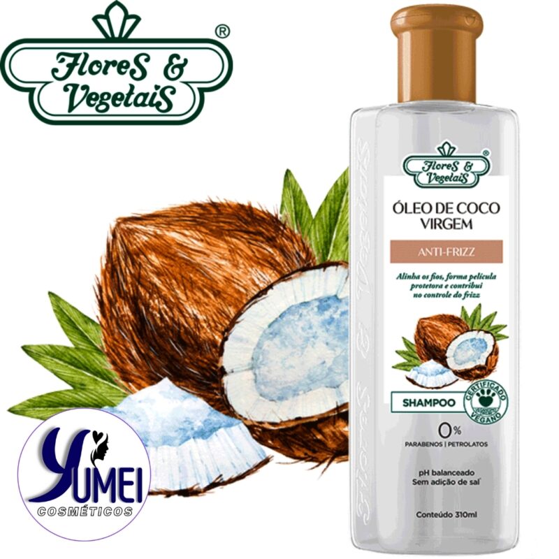 Shampoo Óleo De Coco Virgem Anti-frizz Flores & Vegetais 310ml - Image 2