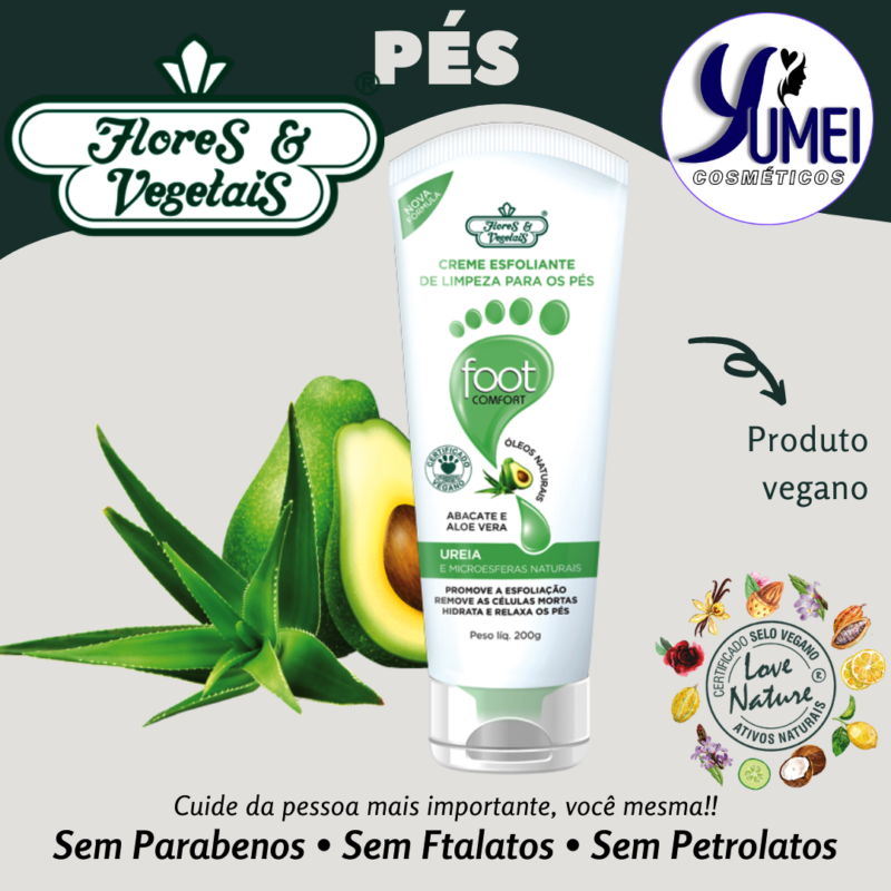 Creme Esfoliante De Limpeza Para Os Pés Foot Comfort Flores & Vegetais 200g