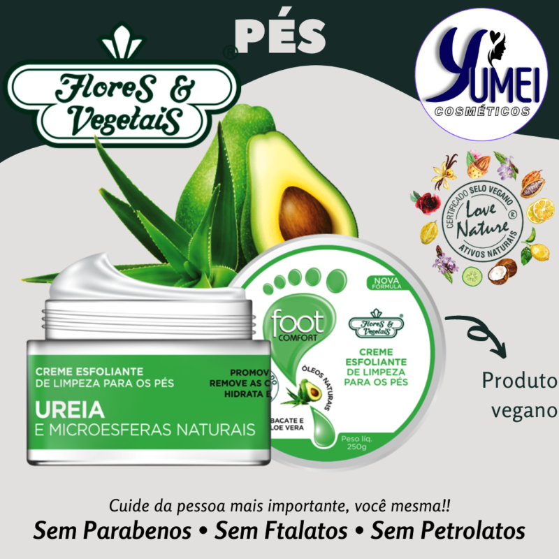 Creme Esfoliante De Limpeza Para Os Pés Foot Comfort Flores & Vegetais 250g