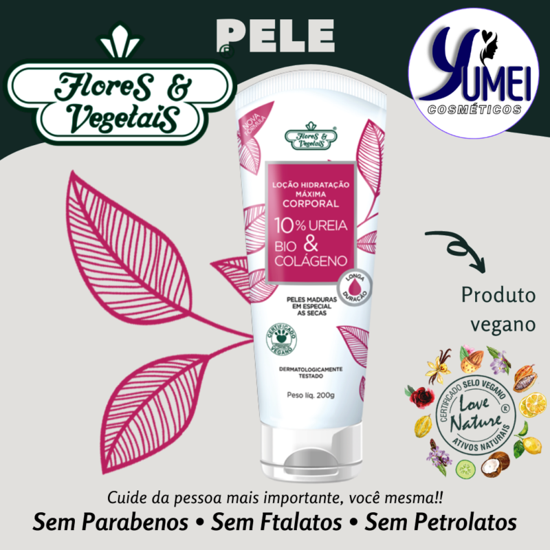 Loção De Hidratação Máxima Ureia 10% & Bio Colágeno Flores & Vegetais 200g