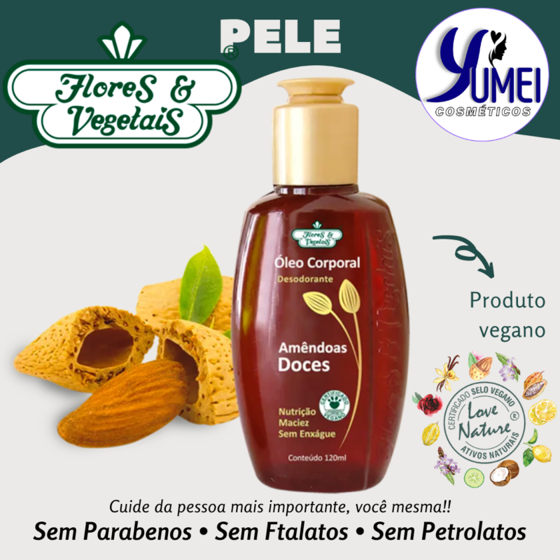 Óleo Corporal Desodorante Amêndoas Flores & Vegetais 120ml