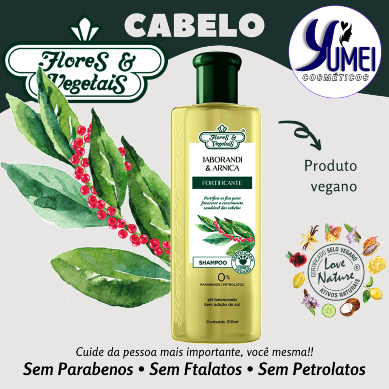 Shampoo Jaborandi & Arnica Fortificante Flores & Vegetais 310ml