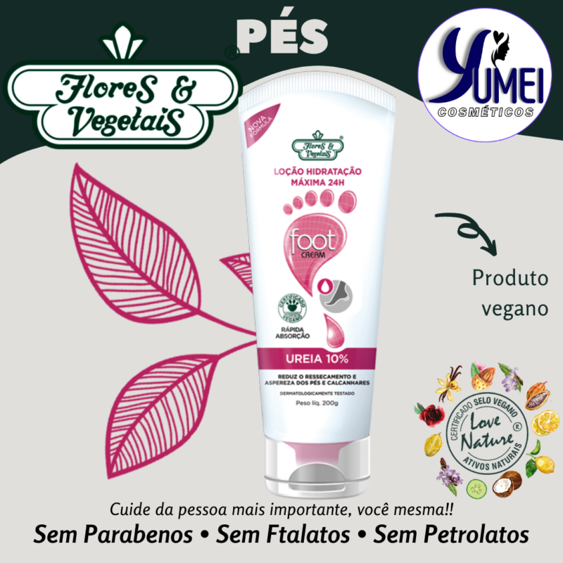 Loção De Hidratação Máxima Ureia 10% Foot Cream Pés Flores & Vegetais 200g