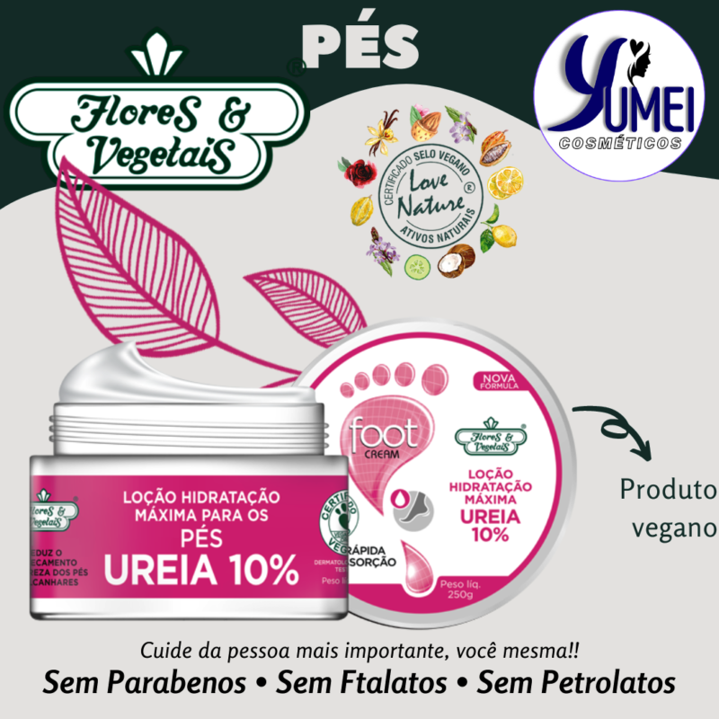 Loção De Hidratação Máxima Ureia 10% Foot Cream Pés Flores & Vegetais 250g