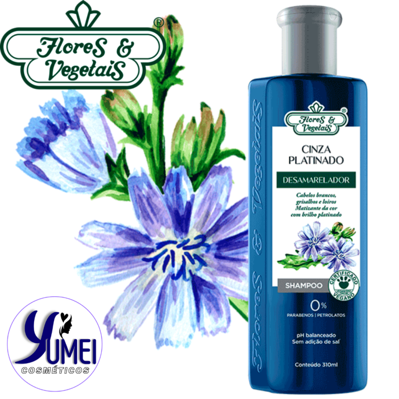 Shampoo Cinza Platinado Desamarelador Flores & Vegetais 310ml - Image 2