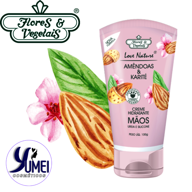 Creme Hidratante Mãos Amêndoas E Karité Love Nature® Flores & Vegetais 100g - Image 2