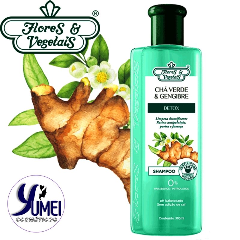 Shampoo Chá Verde & Gengibre Detox Flores & Vegetais 310ml - Image 2