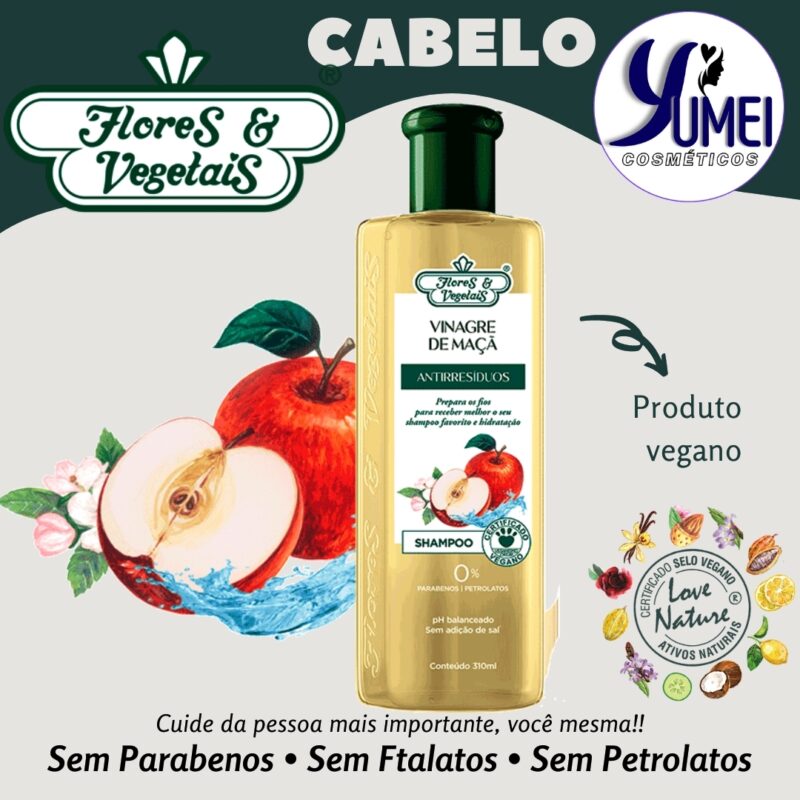 Shampoo Vinagre De Maçã Antirresíduos Flores & Vegetais 310ml