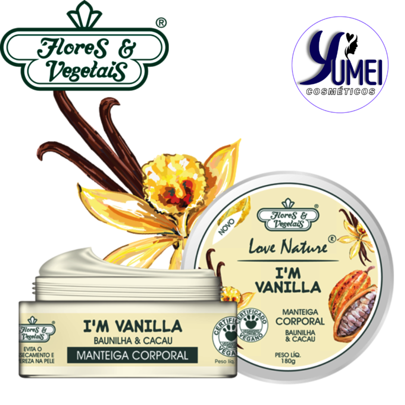 Manteiga Hidratante Corporal Love Nature® Baunilha & Cacau Flores & Vegetais 180g - Image 2