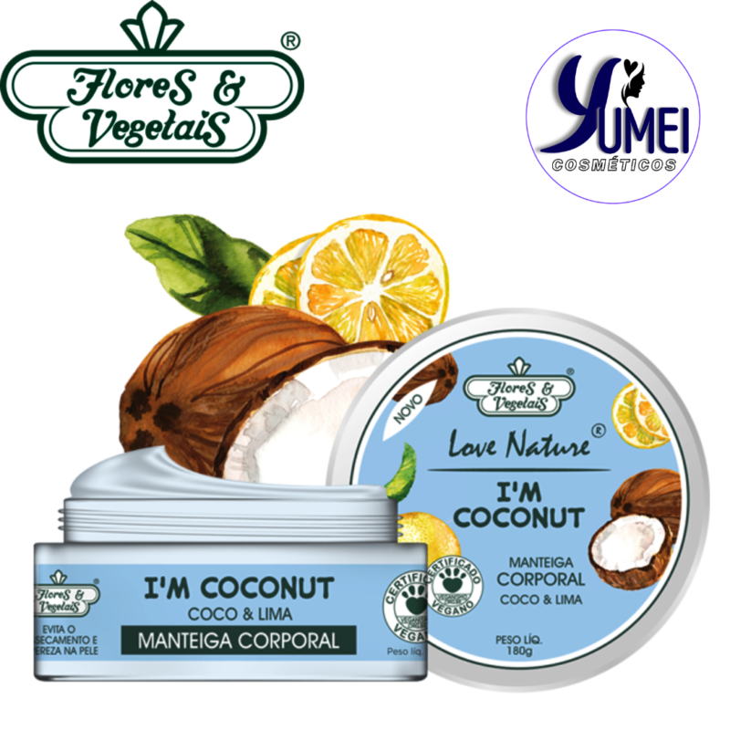 Manteiga Hidratante Corporal Love Nature® Coco & Lima Flores & Vegetais 180g - Image 2