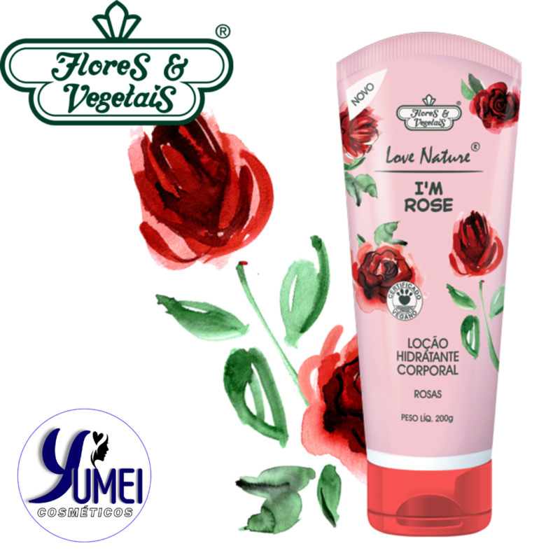 Loção Hidratante Corporal Rosas Love Nature® Flores & Vegetais 200g - Image 2