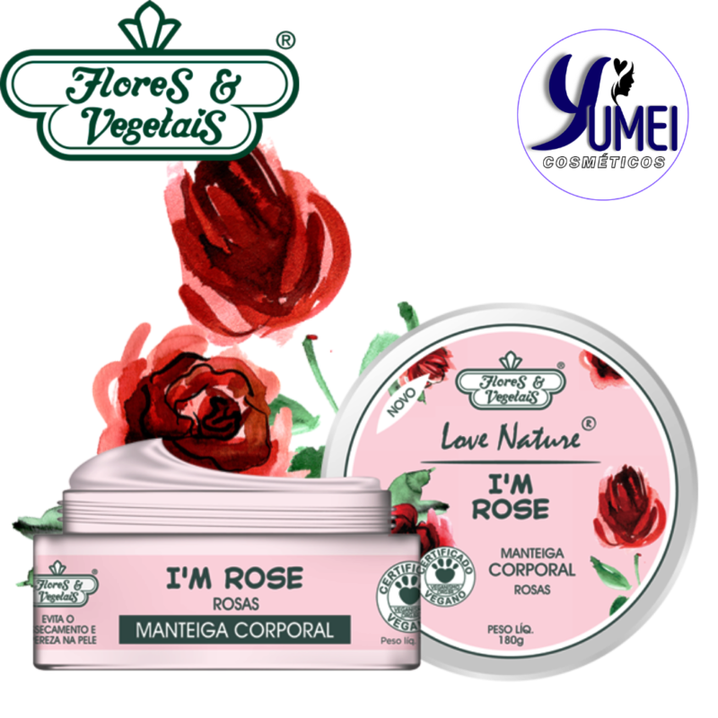 Manteiga Hidratante Corporal Love Nature® Rosas Flores & Vegetais 180g - Image 2