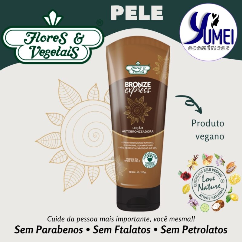 Loção Autobronzeadora Bronze Express SEM SOL Flores & Vegetais 120g