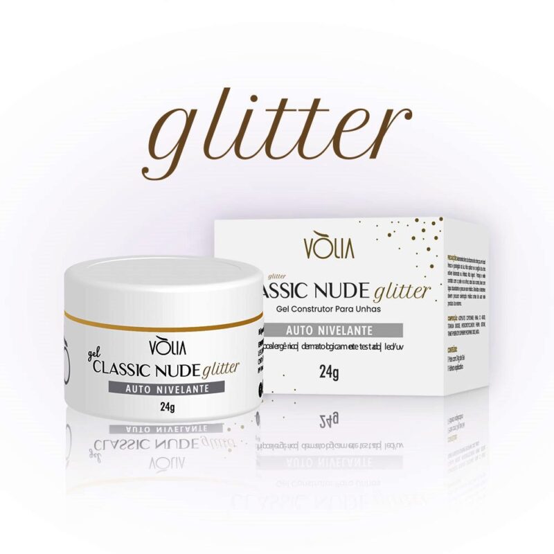 GEL VÒLIA CLASSIC  GLITTER NUDE 24G CONSTRUTOR E AUTO-NIVELANTE