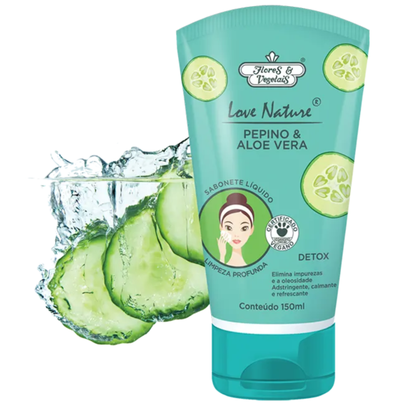 SABONETE LIQUIDO  FACIAL PEPINO ALOE 150ML FLORES E VEGETAIS