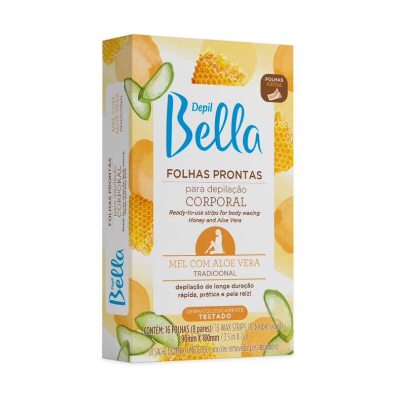 FOLHA PRONTA DEPILACAO CORP MEL E ALOE VERA 16UN DEPIL BELLA