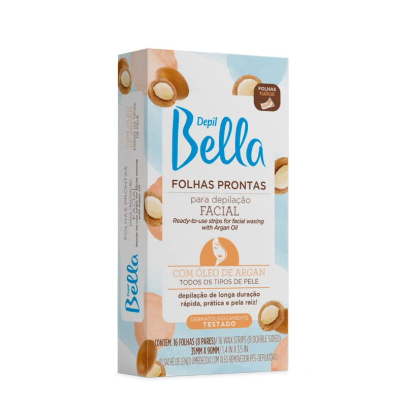 FOLHA PRONTA PARA DEPILACAO FACIAL ARGAN 16UN DEPIL BELLA