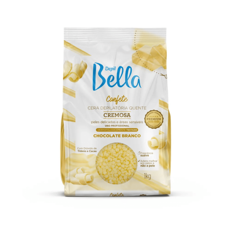 CERA CONFETE CREMOSA CHOCOLATE BRANCO 1KG DEPIL BELLA - Image 2