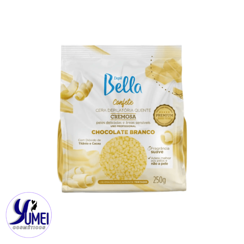 CERA CONFETE CREMOSA CHOCOLATE BRANCO 250G DEPIL BELLA