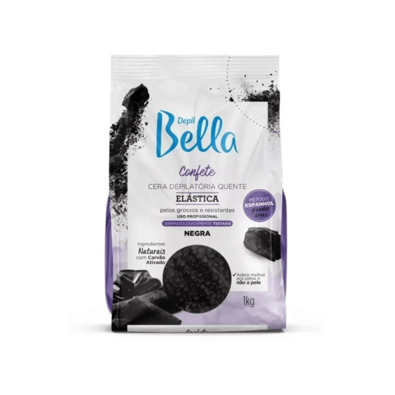 CERA DEPILATÓRIA CONFETE ELÁSTICA NEGRA 1KG DEPIL BELLA - Image 2