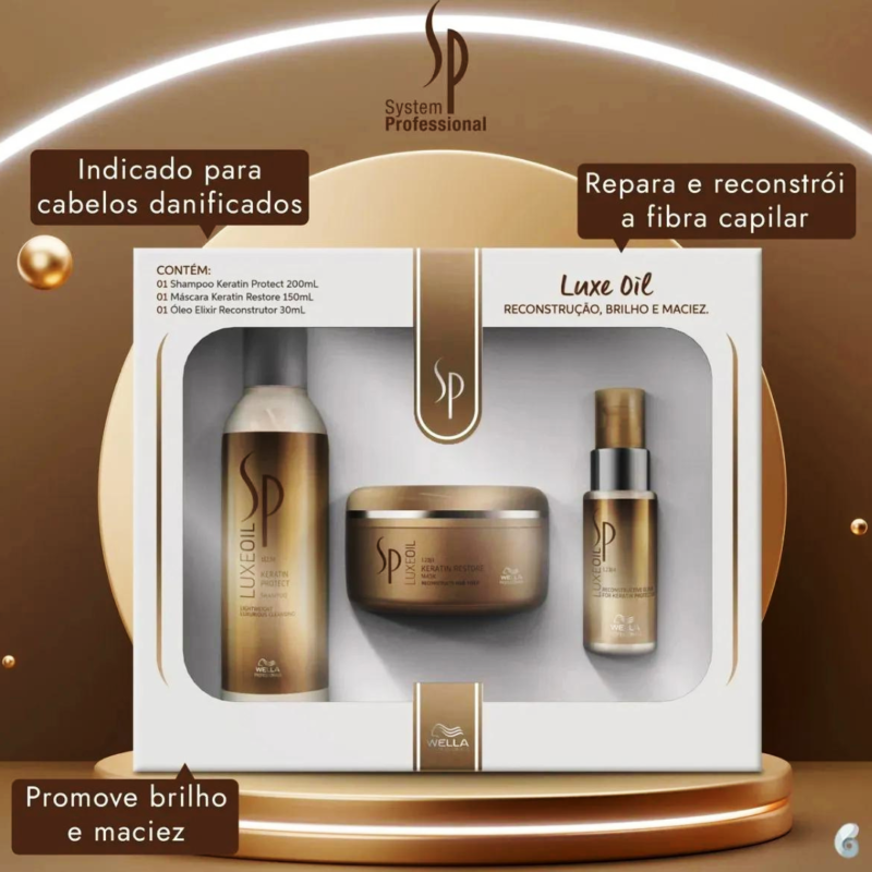 Kit Wella System Prof Luxe Oil Keratin Sh200+ Oil30+ Masc150