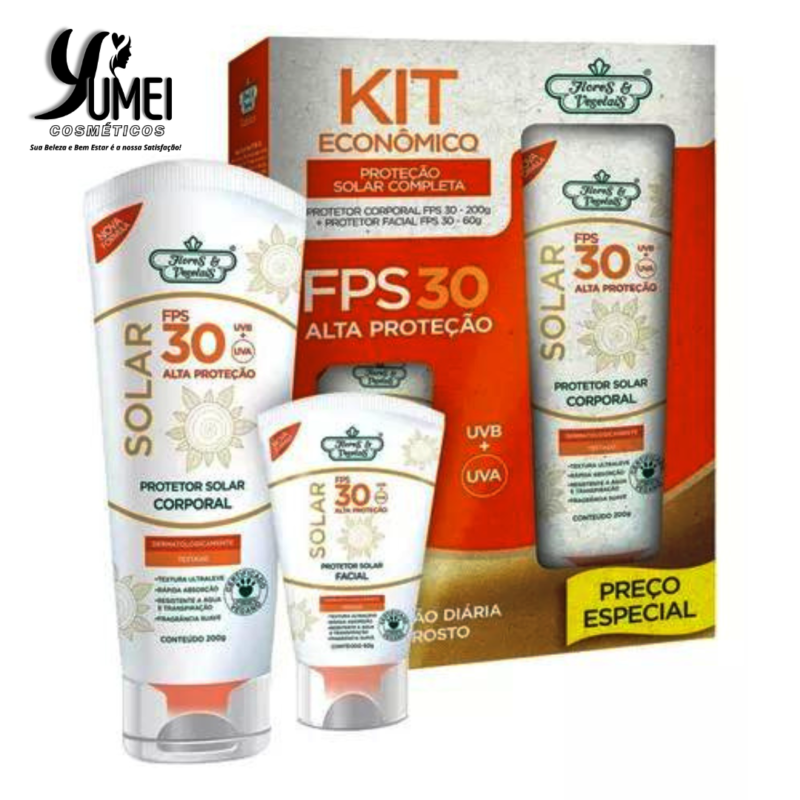 Prot Solar KIT Facial 60G e Corp 200G FPS 30 Flores Vegetais