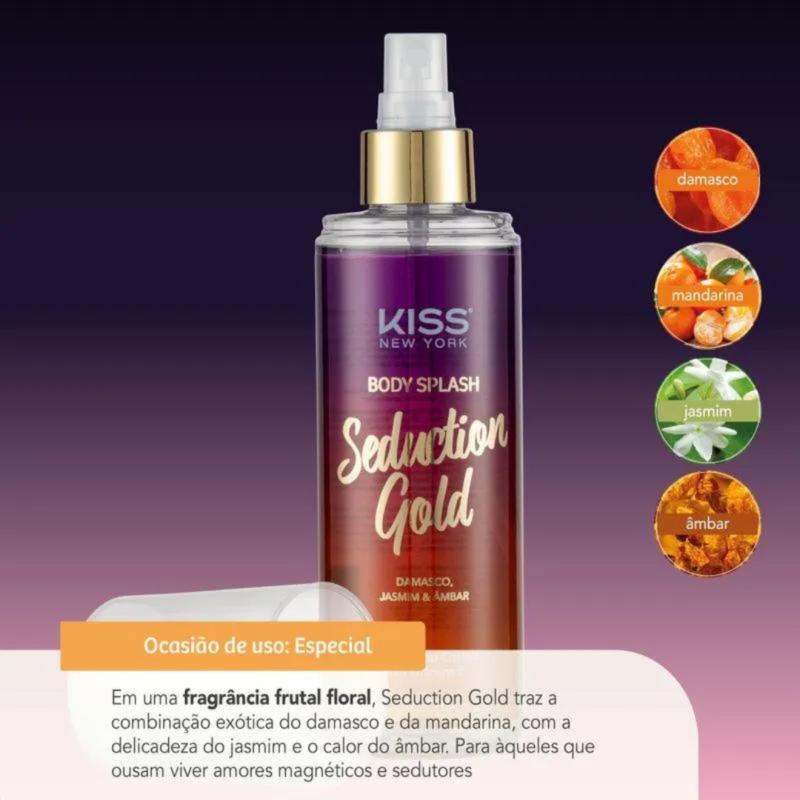 BODY SPLASH SEDUCTION GOLD 200ML Kiss New York - Image 2