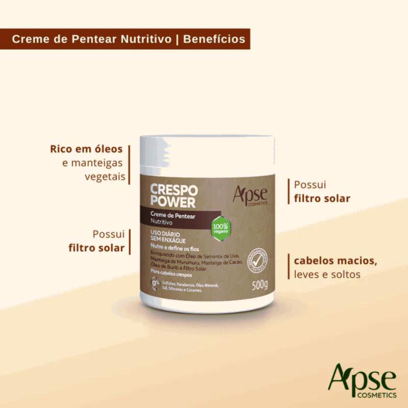 Creme de Pentear Nutritivo Apice Crespo Power 500g No Poo e Low Poo - Image 2