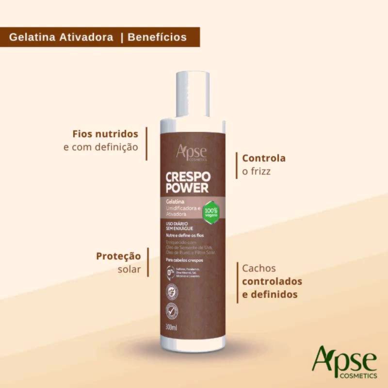 Gelatina Ativadora e Umidificadora Apice Crespo Power 300ml - Image 3